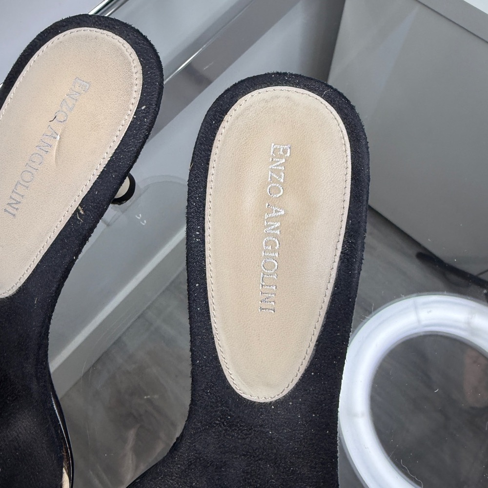 Enzo Angiolini Black Beige Women's Sandals (8) - Picture 4 of 7